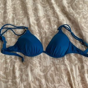 NWOT Venus blue w/gold rings strappy push up bikini top cup size C